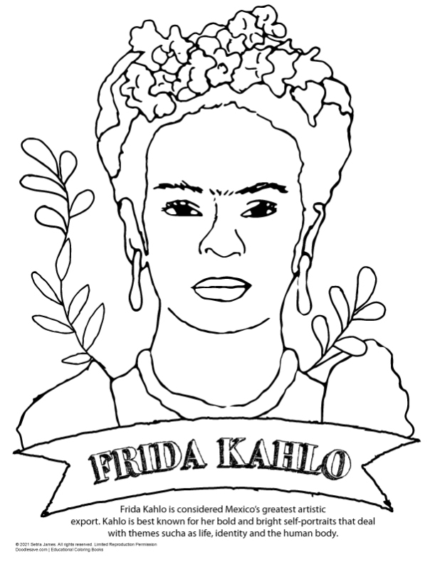Frida Kahlo  - women coloring pages