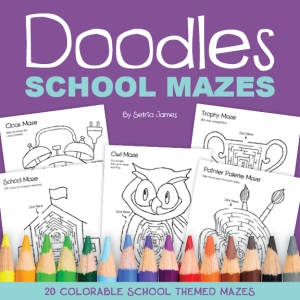 Doodles School Theme Mazes_Maze Activities_Easy Maze Printables_tpt_thumbnail