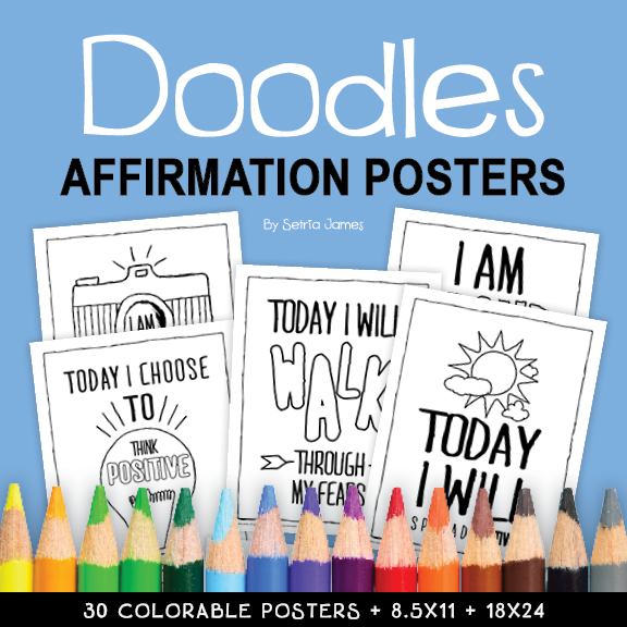 Doodles Positive Affirmations Posters | Positive Self Talk Activity | School Affirmations Resource_tpt_thumbnail