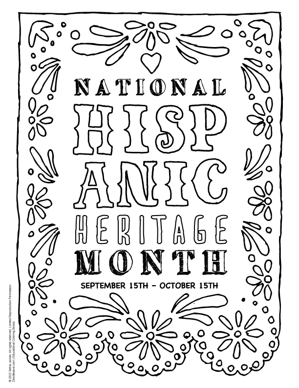 Hispanic American Heritage Month Hispanic Celebration Coloring Sheet