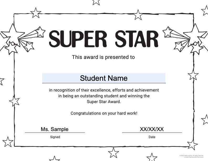 Rising Star Student Recognition Certificates of Achievement Classroom Certificates and Awards_BW