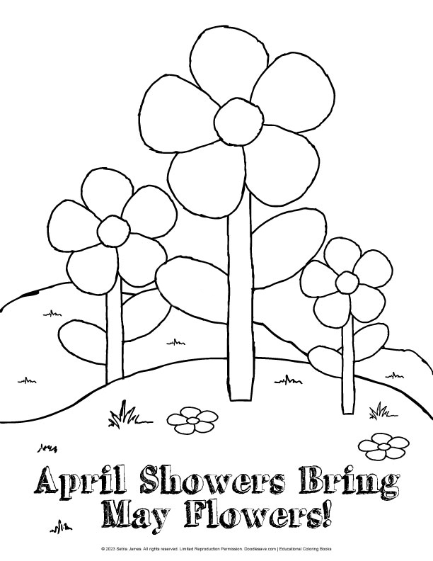 Spring Time Coloring Pages Printable Color Worksheets Springtime Coloring Pages - April showers bring May flowers